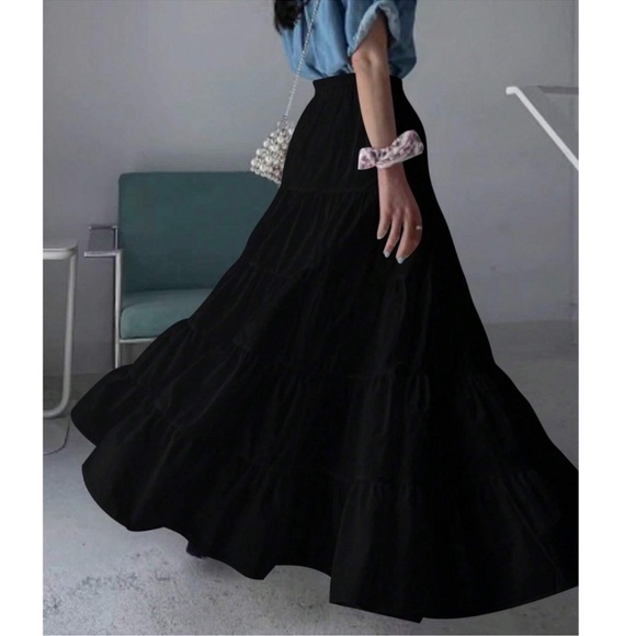 Couture Gypsy Dresses & Skirts - Boho Solid High Waist Stretchy Waist Maxi Skirt XL